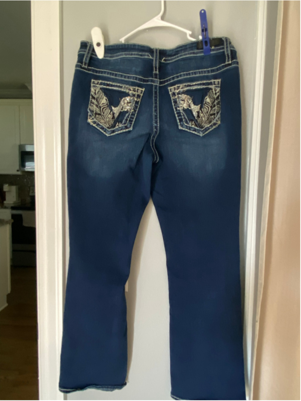 Bling pocket Vigoss boot cut jeans, size 14, stretchy